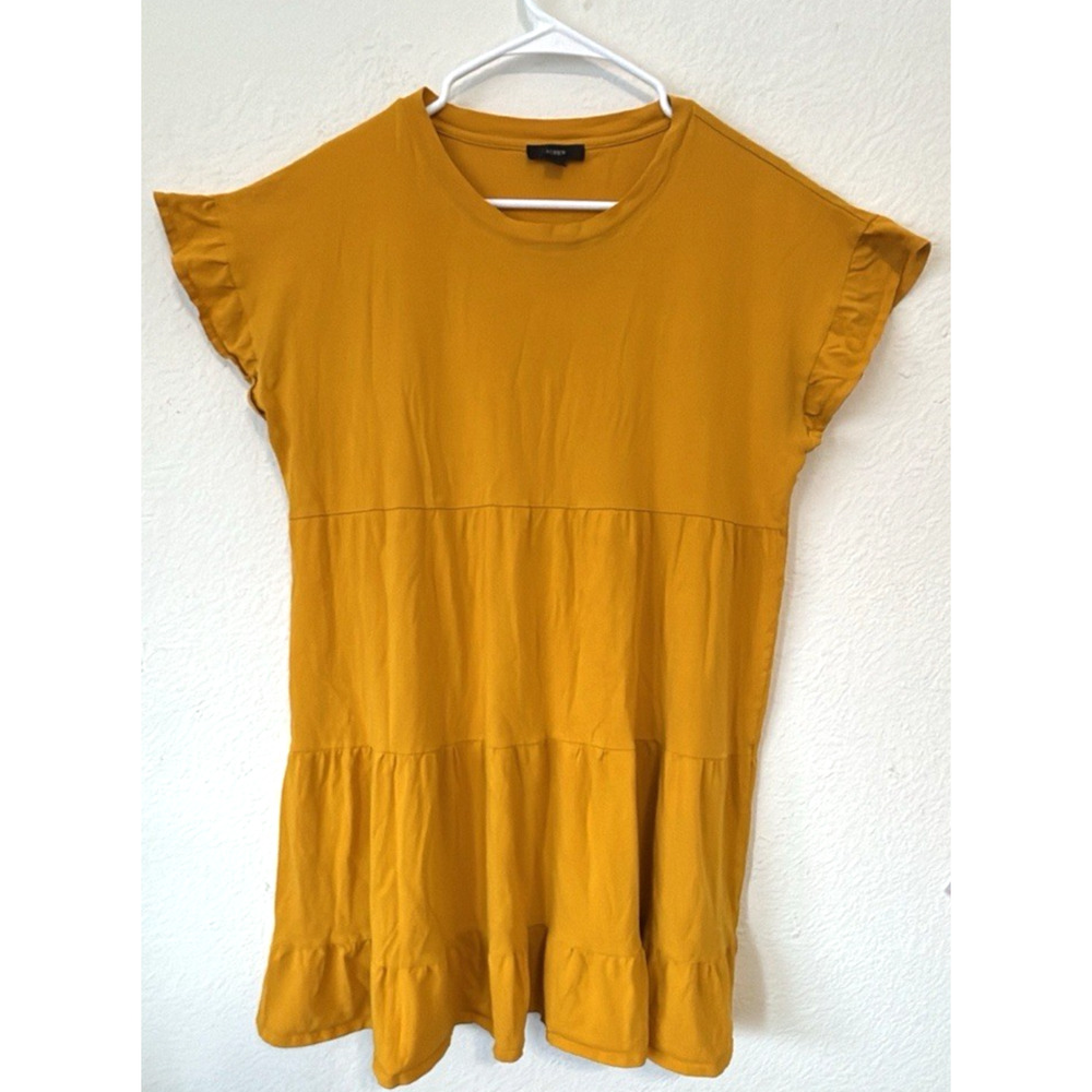 J.Crew Tiered Ruffle Dress Womens M Yellow Beach‎ Babydoll Style